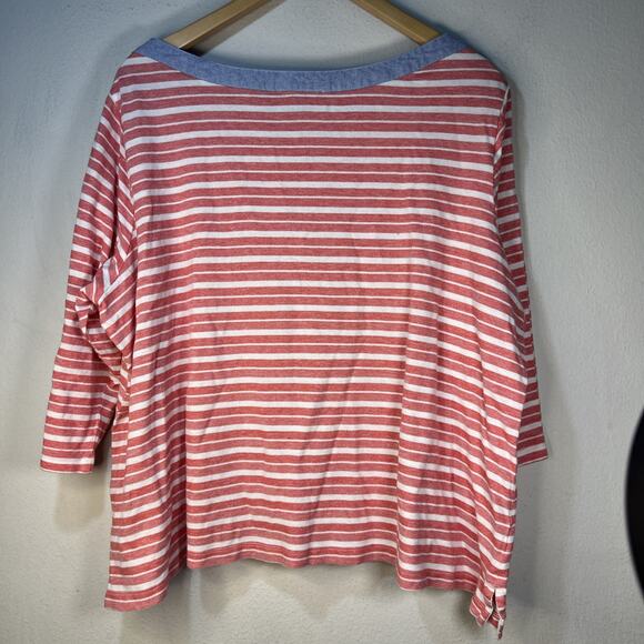 Tommy Hilfiger Women Top Blouse Shirt Size 3X Pink Striped Cotton Boat Neck XXXL - Picture 6 of 12